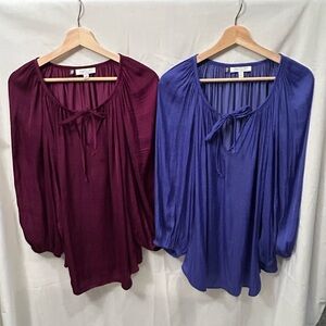 Jennifer Lopez Merlot and Blue Blouse Set